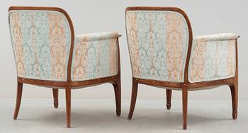 A pair of Alfred Grenander Art Nouveau mahogany armchairs, Germany ca 1909.