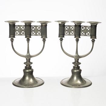 Ferdinand Boberg, candelabras, a pair, Old Santesson's Tin Foundry Stockholm.