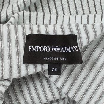 EMPORIO ARMANI, a pleated dress in grey and white, italian size 38.