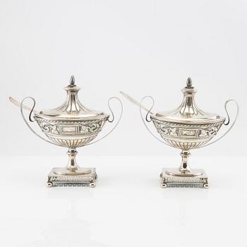 Samuel Pettersson sugar bowls, a pair of Gustavian style silver, Linköping 1938.