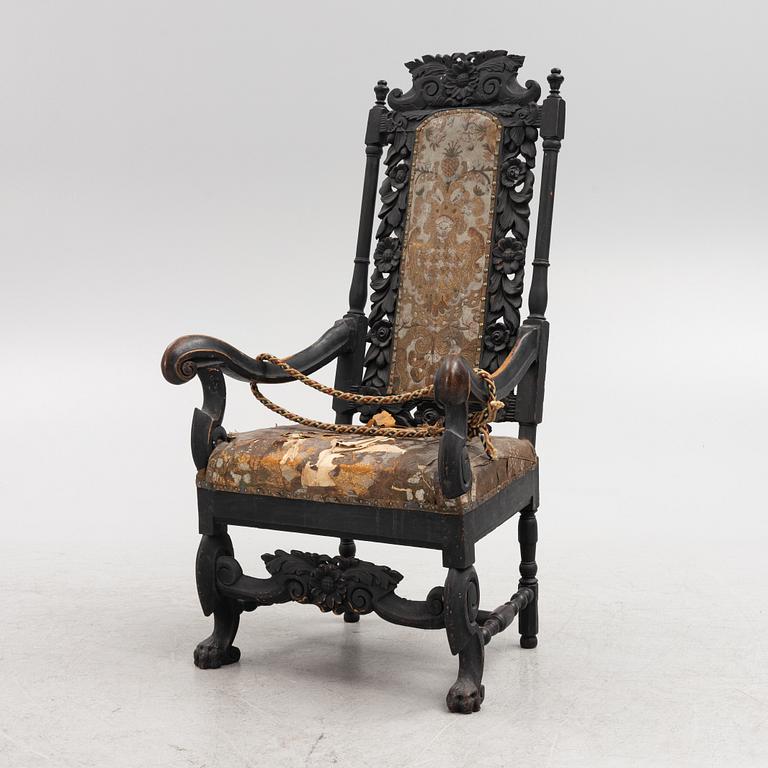 A Swedish Baroque armchair, circa 1700.