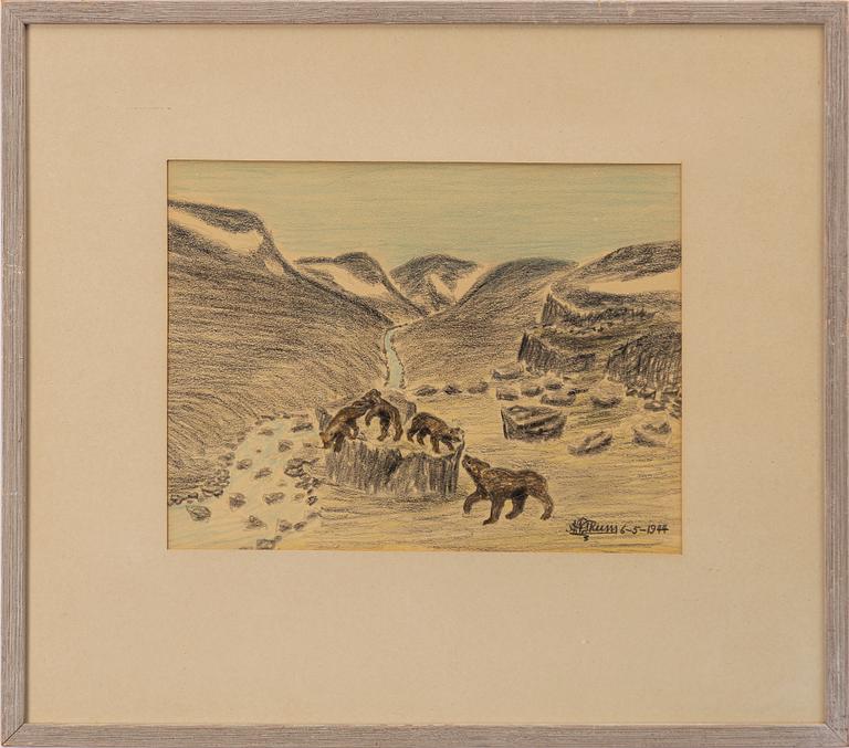 Nils Nilsson Skum, Bears by the mountain stream.