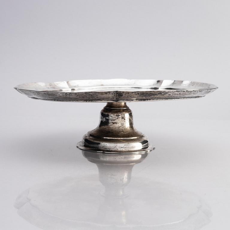 An 18th century silver tazza, mark of Johann Martin I Satzger, Augsburg 1747-1749.