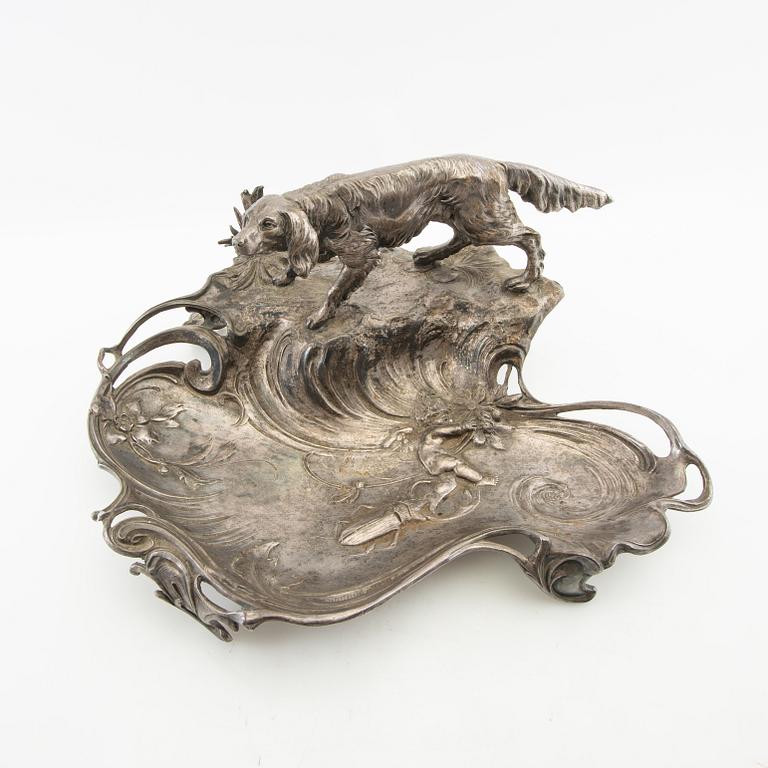 Writing desk Art Nouveau around 1900, silver plate.