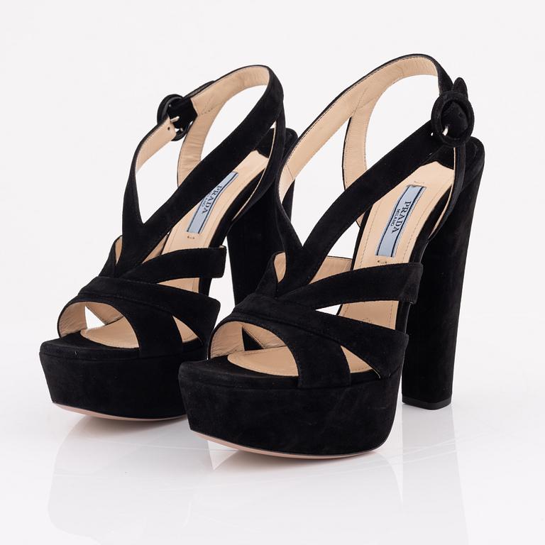 Prada, a pair of black suede sandals, size 37.