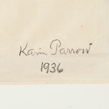 KARIN PARROW, 2 st,  blyertsteckningar, signerade och daterade 1936 och 1950.