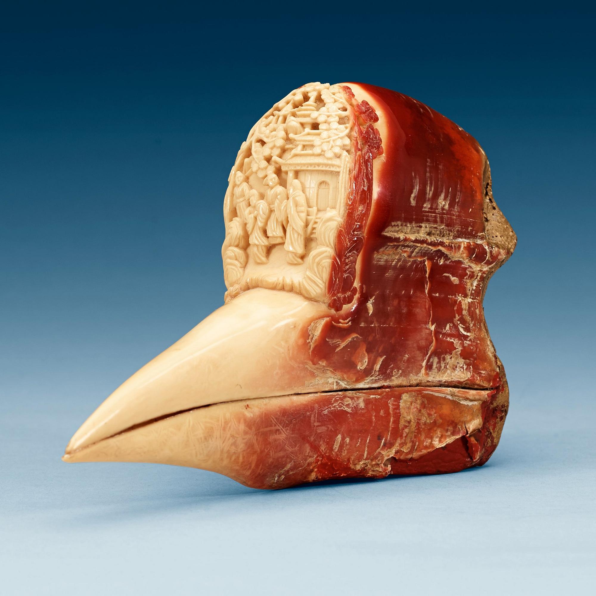 SKULPTUR, hornbill. Qing dynastin, 1800-tal.