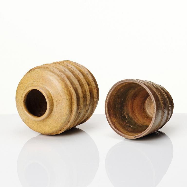 Hildur Haggård, two ceramic vases, executed in her own studio, Stockholm 1930s.