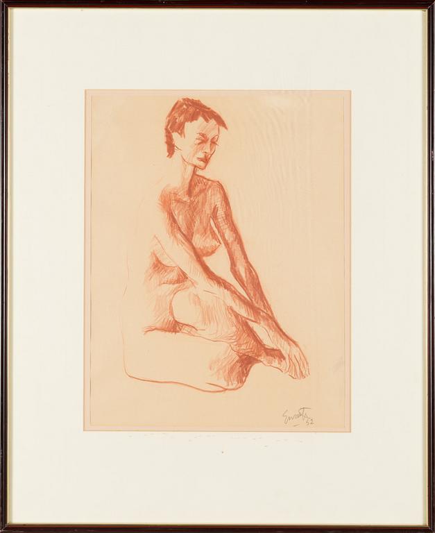 Erik Enroth, red chalk on paper, signed and dated -52.