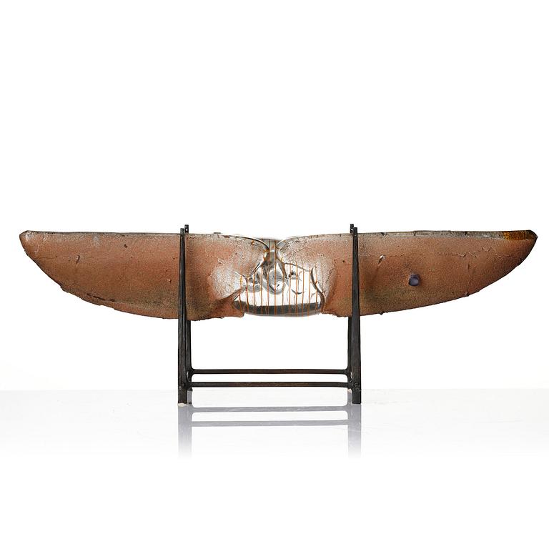 Bertil Vallien, a unique sand cast glass sculpture of a boat, Kosta Boda, Sweden, 1980s.