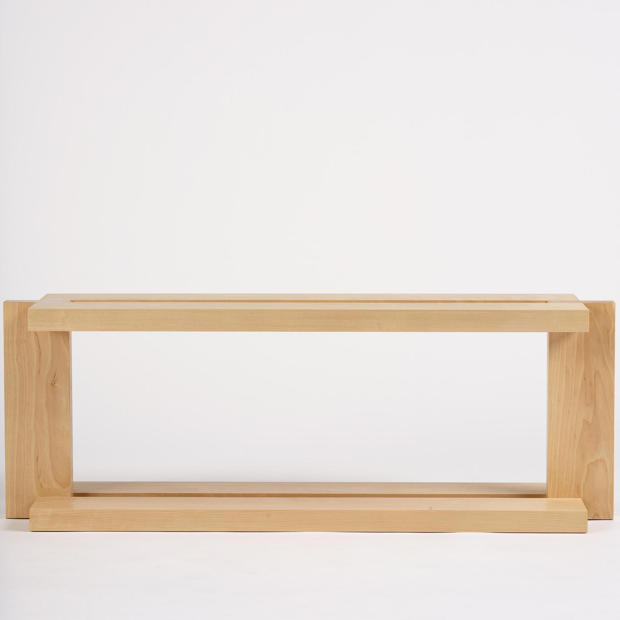 Nick Ross, an "Arrangement #16" coffe table/bench, executed in his studio, Stockholm, 2024.