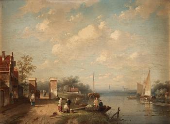 459. Charles Leickert, River landscape with figures.