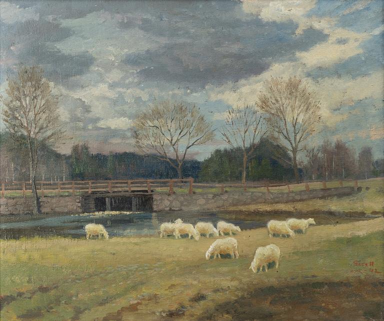 Greta Gerell, Landscape with sheep.