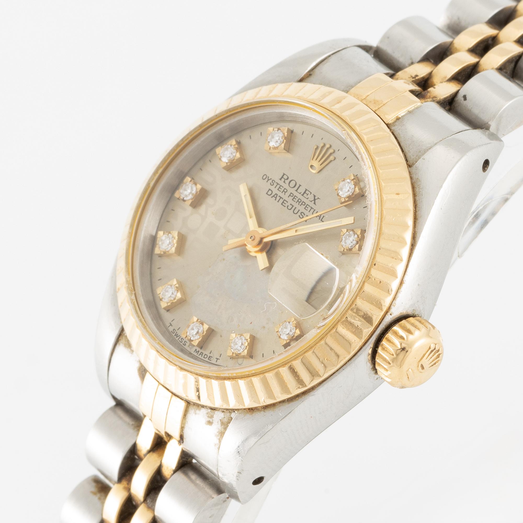 Rolex, Oyster Perpetual, "Diamond Dial", Datejust, wristwatch, 26 mm.