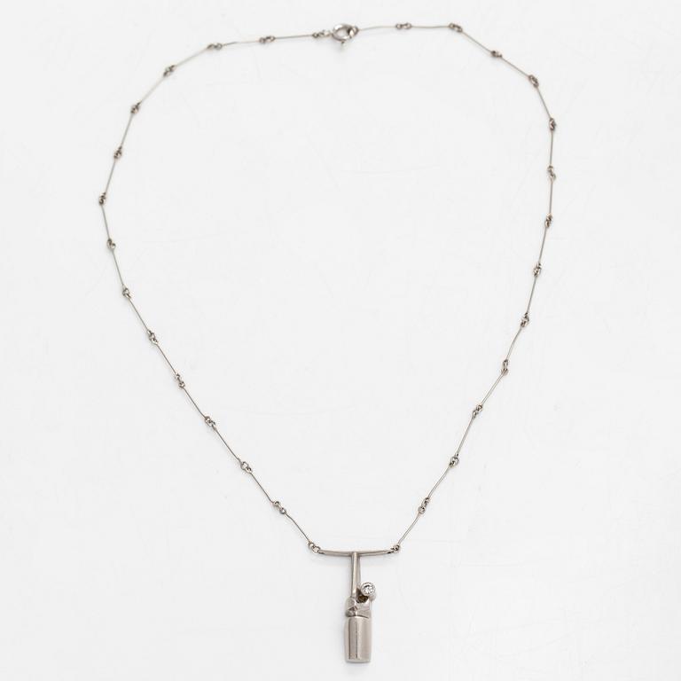 Björn Weckström, A platinum necklace 'Nessos' with a ca. 0.10 ct diamond for Lapponia 1982.