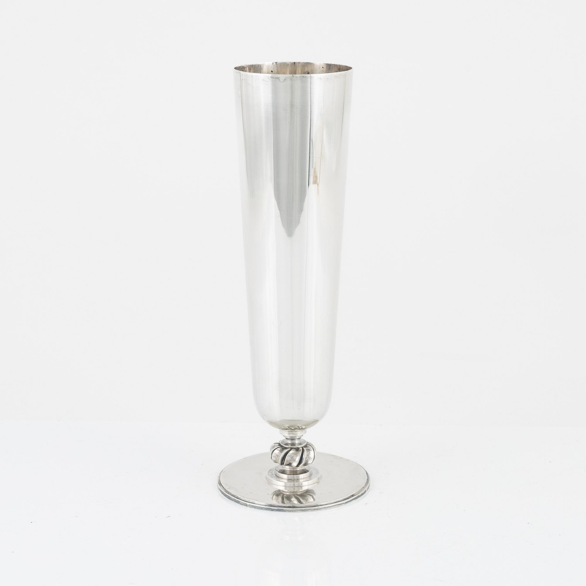 A Swedish Sterling Silver Vase, mark of Atelier Borgila 1947.
