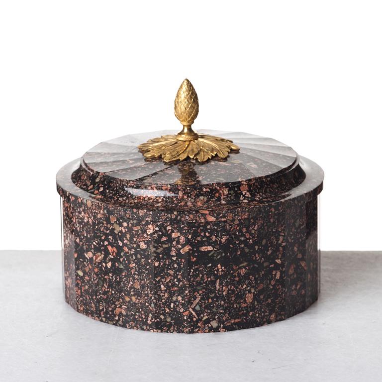 A late Gustavian early 19th century porphyry butter box.