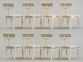 Eight late Gustavian circa 1800 chairs.