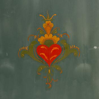 a painted grandfather-clock from the first half of the 19th century.