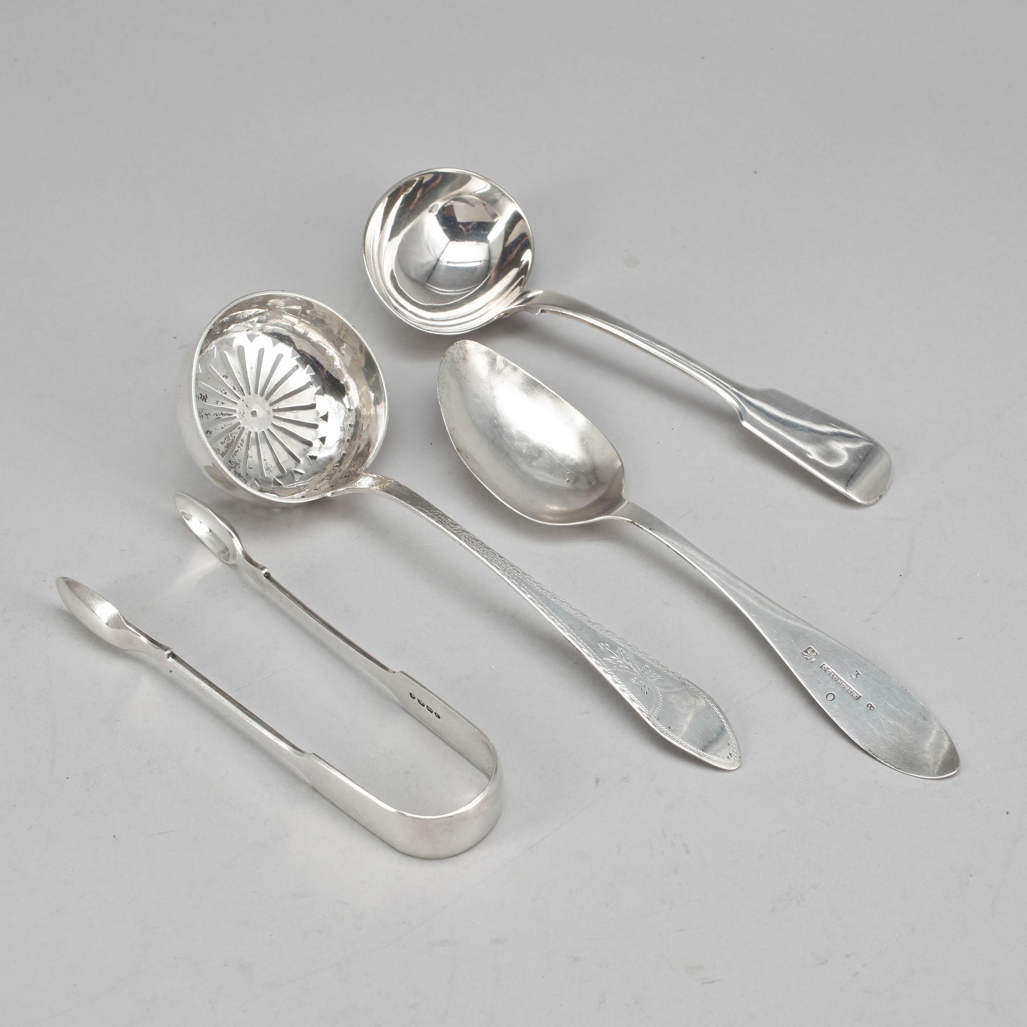 PARTI SILVER, 4 delar, bland annat Carl Gustaf Lundberg, Kalmar, 1820, vikt ca 220g.