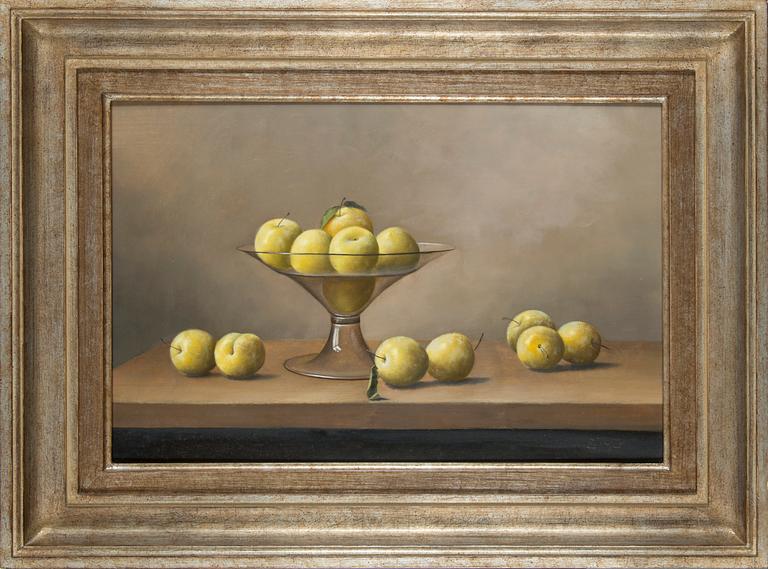 Nadine Lundahl, Nature morte med gula plommon.