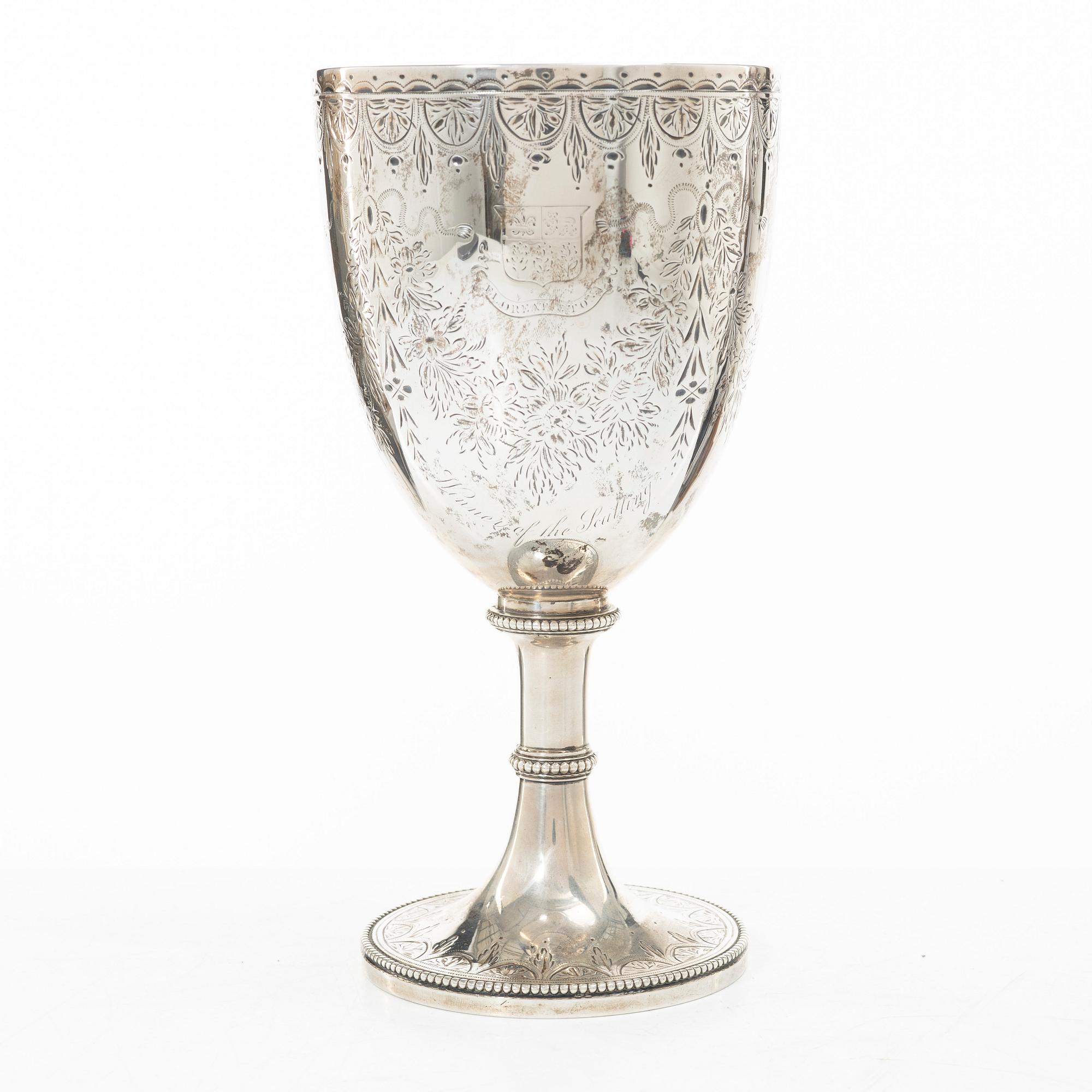 A British silver prize cup, mark of William Stocker, London, 1861.