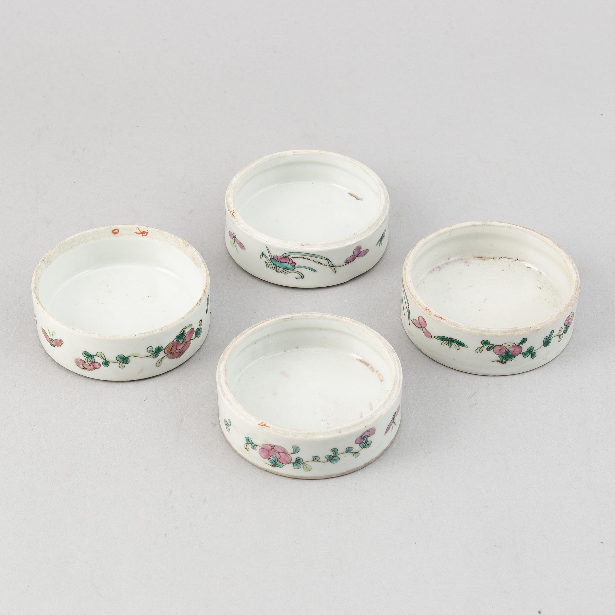 A group of chinese porcelain, 7 pieces, mostly late Qing dynasty and and 18th Century famille rose plate.