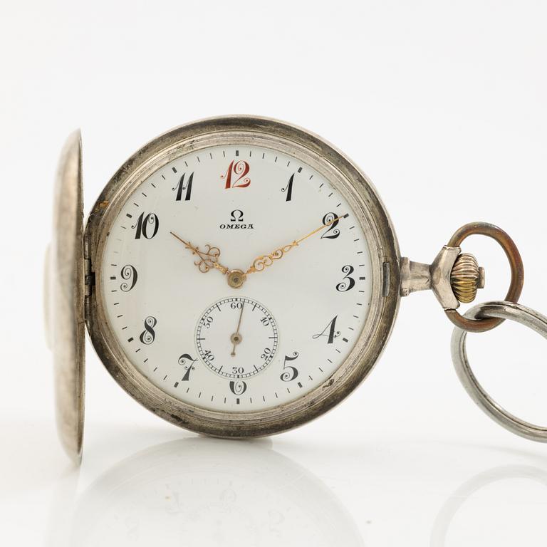 Omega, pocket watch, hunting case, "Red Twelve", 51 mm.