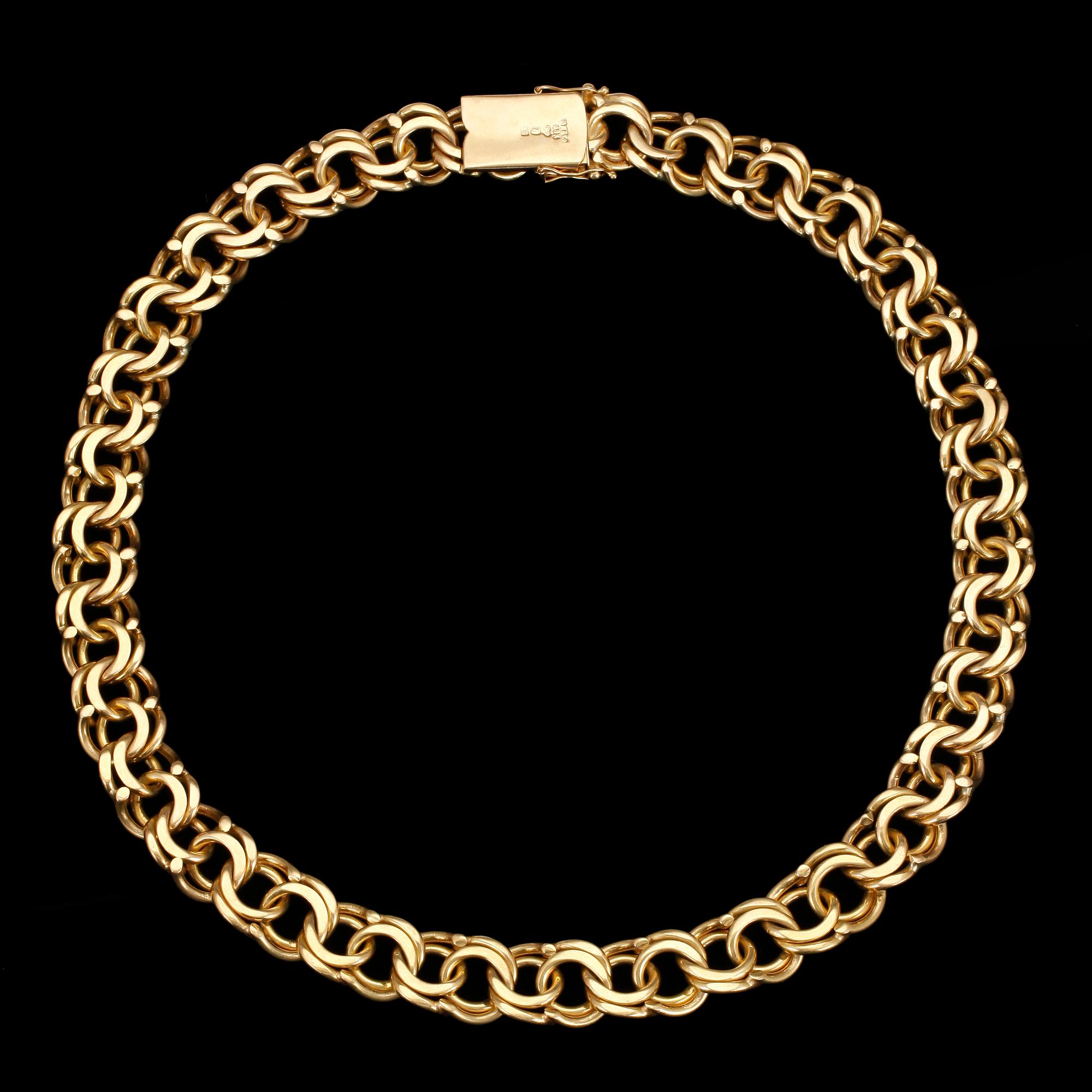 HALSKEDJA, guld 18k, LS Nybergs Guldsmeds AB, Göteborg 1972. Vikt ca 210 gram.