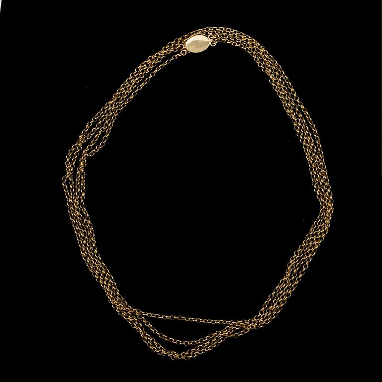 KLOCKKEDJA, dam, 20k guld. Vikt ca 20,3 gram.