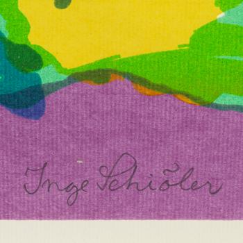 Inge Schiöler, litograph in colours, signed.