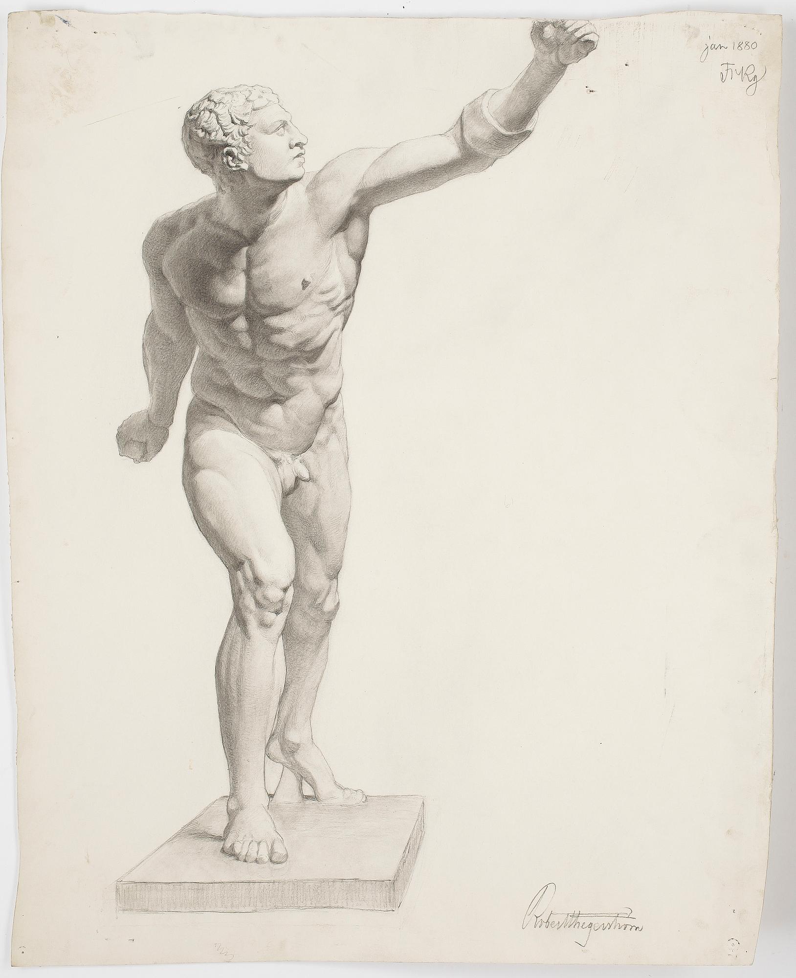 ROBERT THEGERSTRÖM, blyertsteckningar 2 stycken. Signerade och daterade -77 respektive 1880.