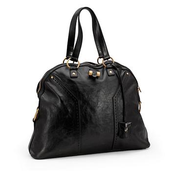 YVES SAINT LAURENT, a black leather shoulder bag, "Muse".