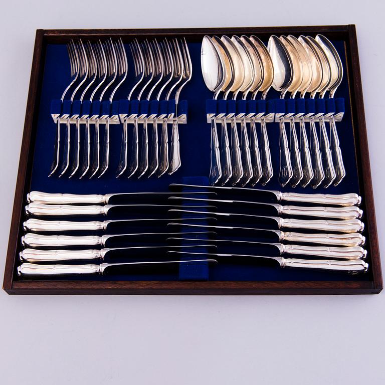 A 98-piece set of 'Chippendale' silver cutlery for Kultakeskus, Hämeenlinna, Finland 1960's.