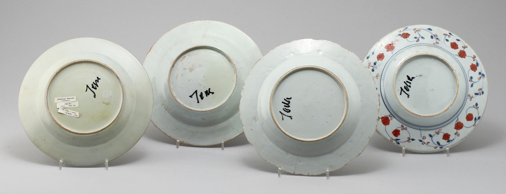 TALLRIKAR, 4 st, porslin, Kina, 1700-tal.