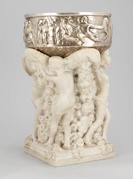 A silver and alabaster jardinière by K Anderson (silver) and Adolf Jonsson (alabaster), Stockholm 1919.