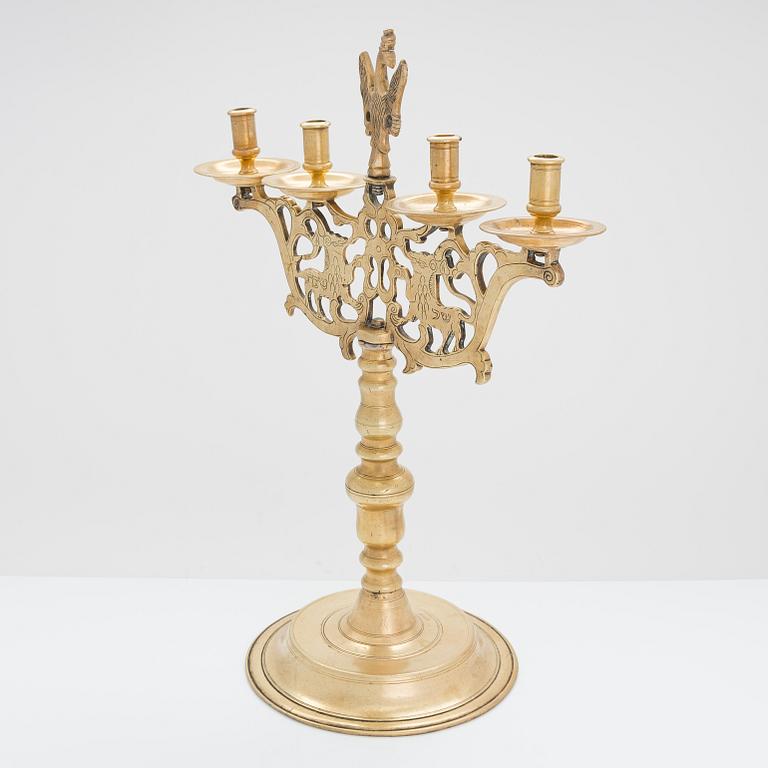 Kandelaber, mässing, Judaica, Polen.