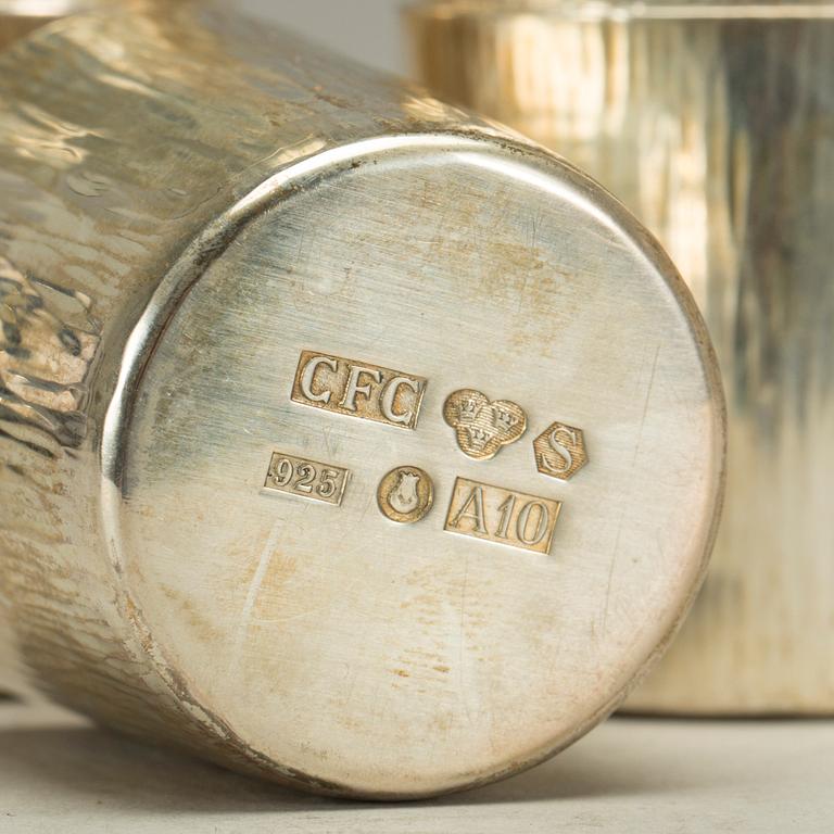 PUNSCHKOPPAR, sterlingsilver, 6 st, C.E Carlman, Stockholm, 1974-75. 340 gram.