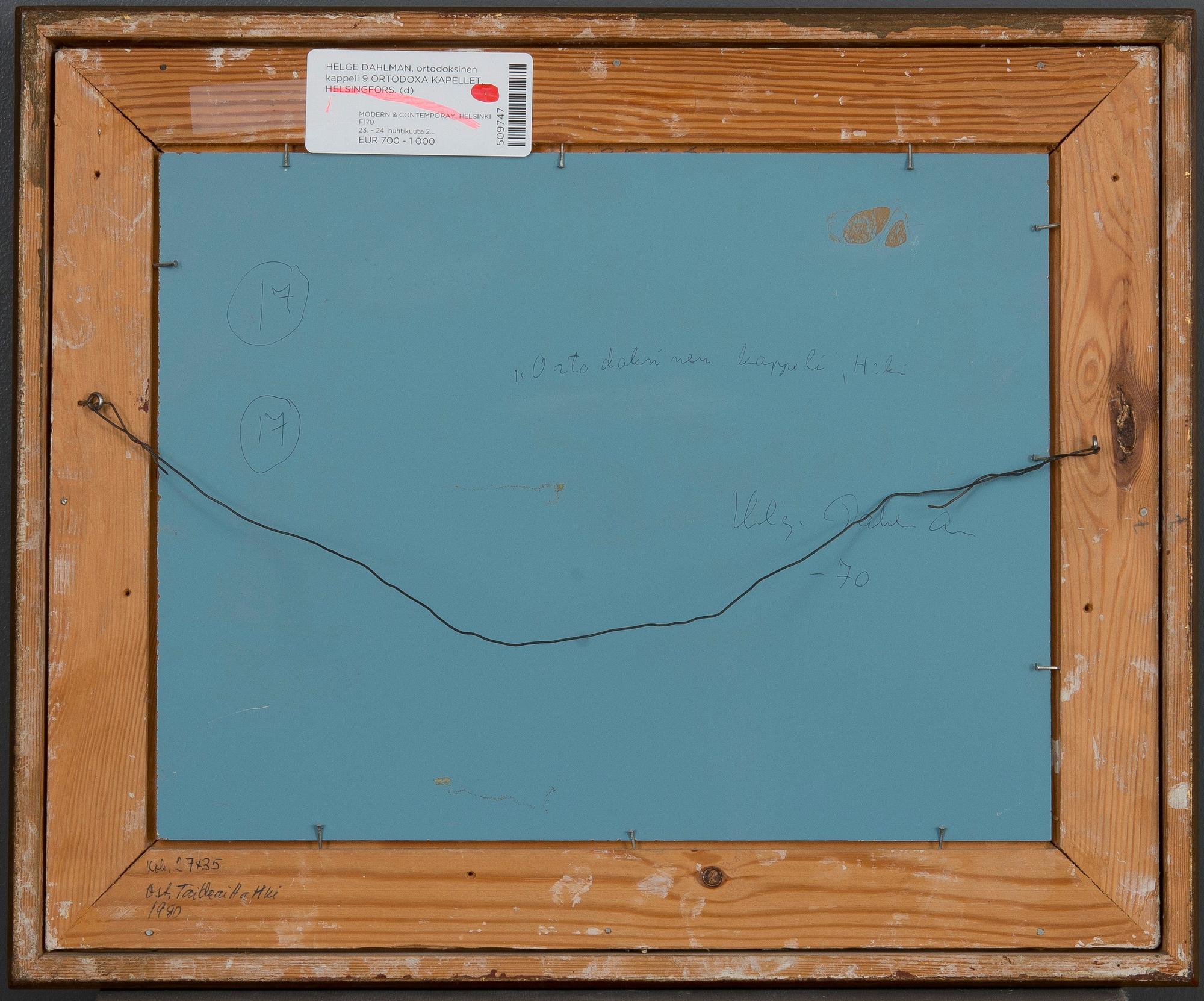 Helge Dahlman, ORTHODOX CHAPEL, HELSINKI.