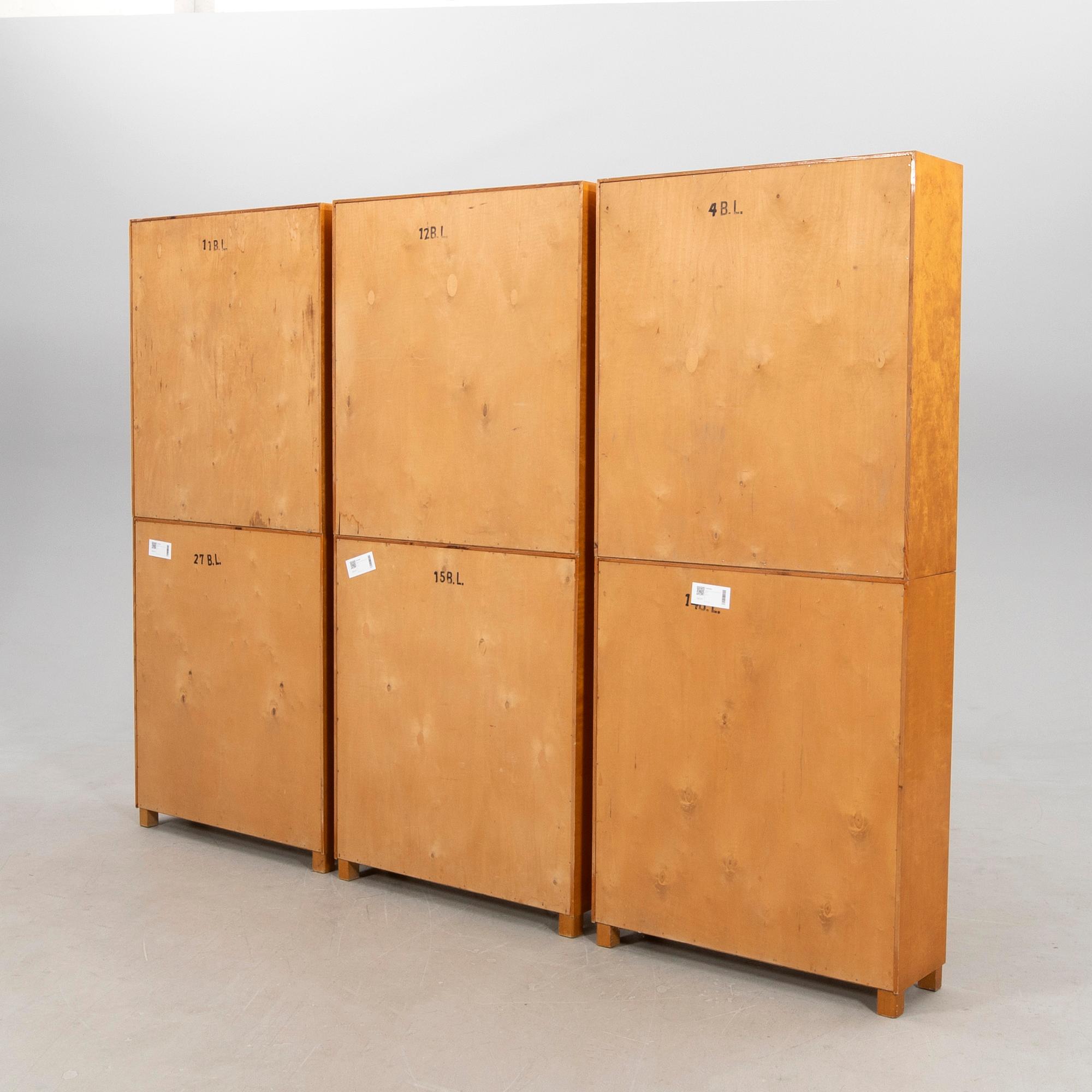 Bookcases, 3 pcs, first half of the 20th century.