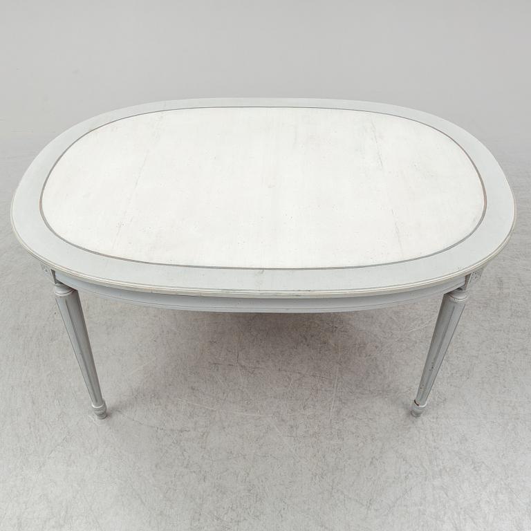 A dining table and four chairs, gustavian style, late 20th century.