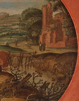 Esaias van de Velde Hans krets, Landskap med ryttare vid kloster.