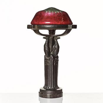 Emy Wahlström, an Art Nouveau bronze table lamp, Herman Bergman, Stockholm, early 1900's.