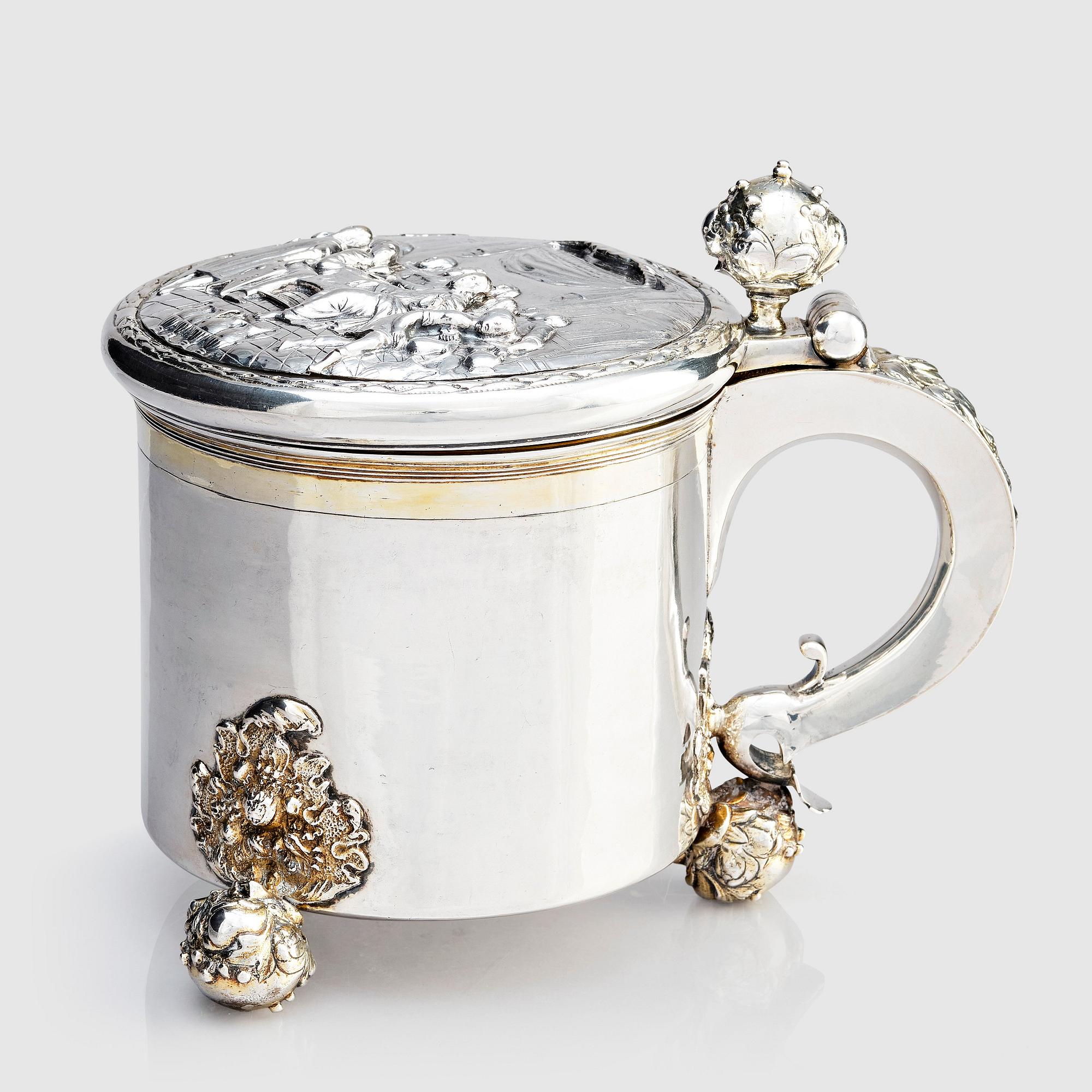 A Swedish Baroque parcel-gilt silver tankard, mark of Friedrich Richter, Stockholm 1698.