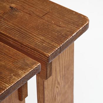 Axel Einar Hjorth, a "Skoga" stained pine stool, Nordiska Kompaniet, Sweden, 1930s.