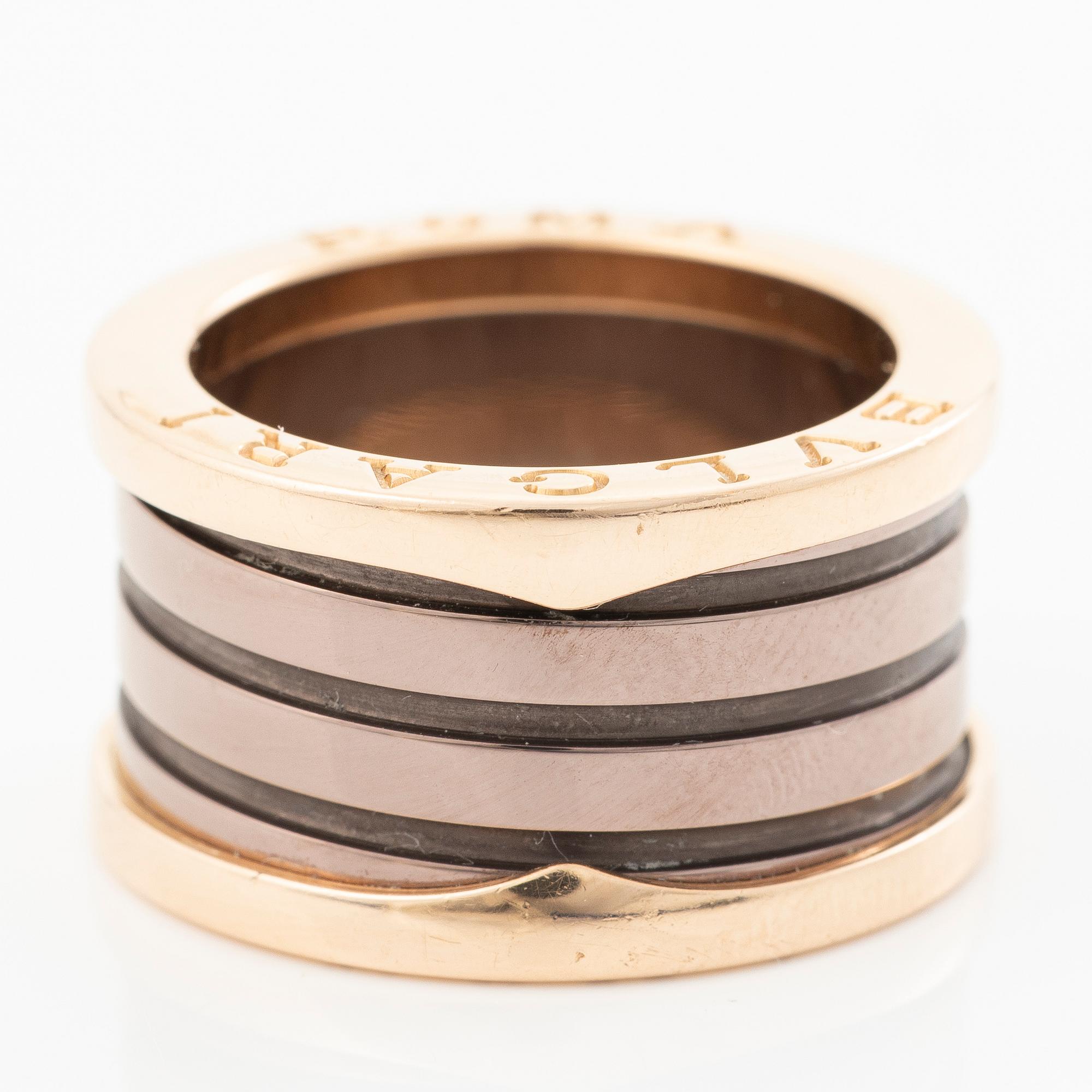 Bulgari, ring, “B.Zero1”, 18K rose gold, brown ceramic.