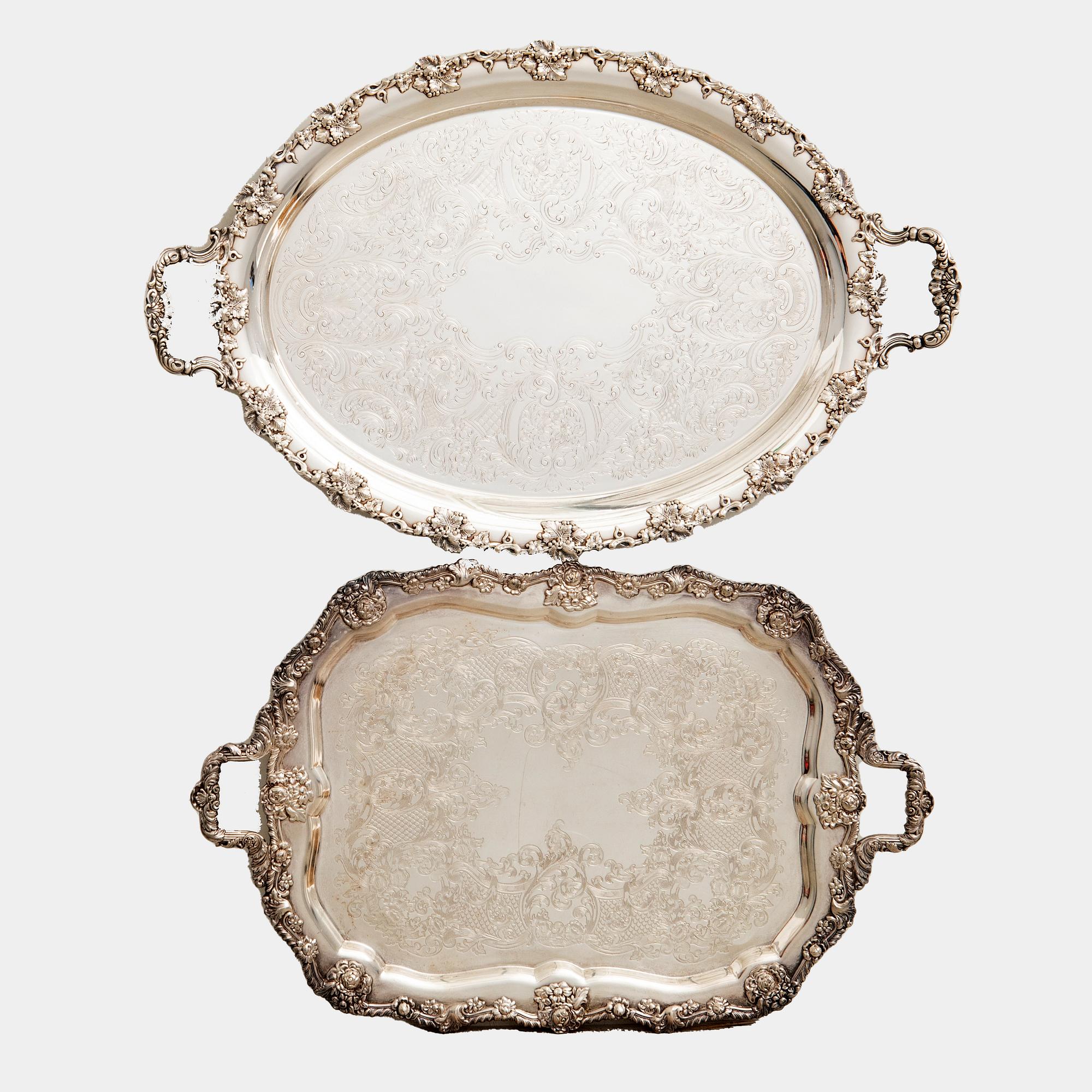 Trays 2 pcs of nickel silver mid/second half of the 20th century.