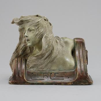 SKULPTUR, patinerad keramik, Paul Ludwig Kowalczewski, Fritz Kochendörfer, omkring 1900.