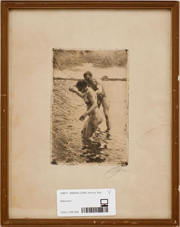 ANDERS ZORN, etsning. Sign.