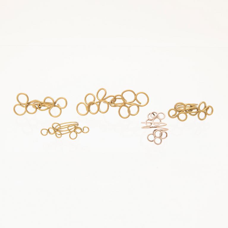 Berit Johansson, rings 5 pcs brass and white metal.